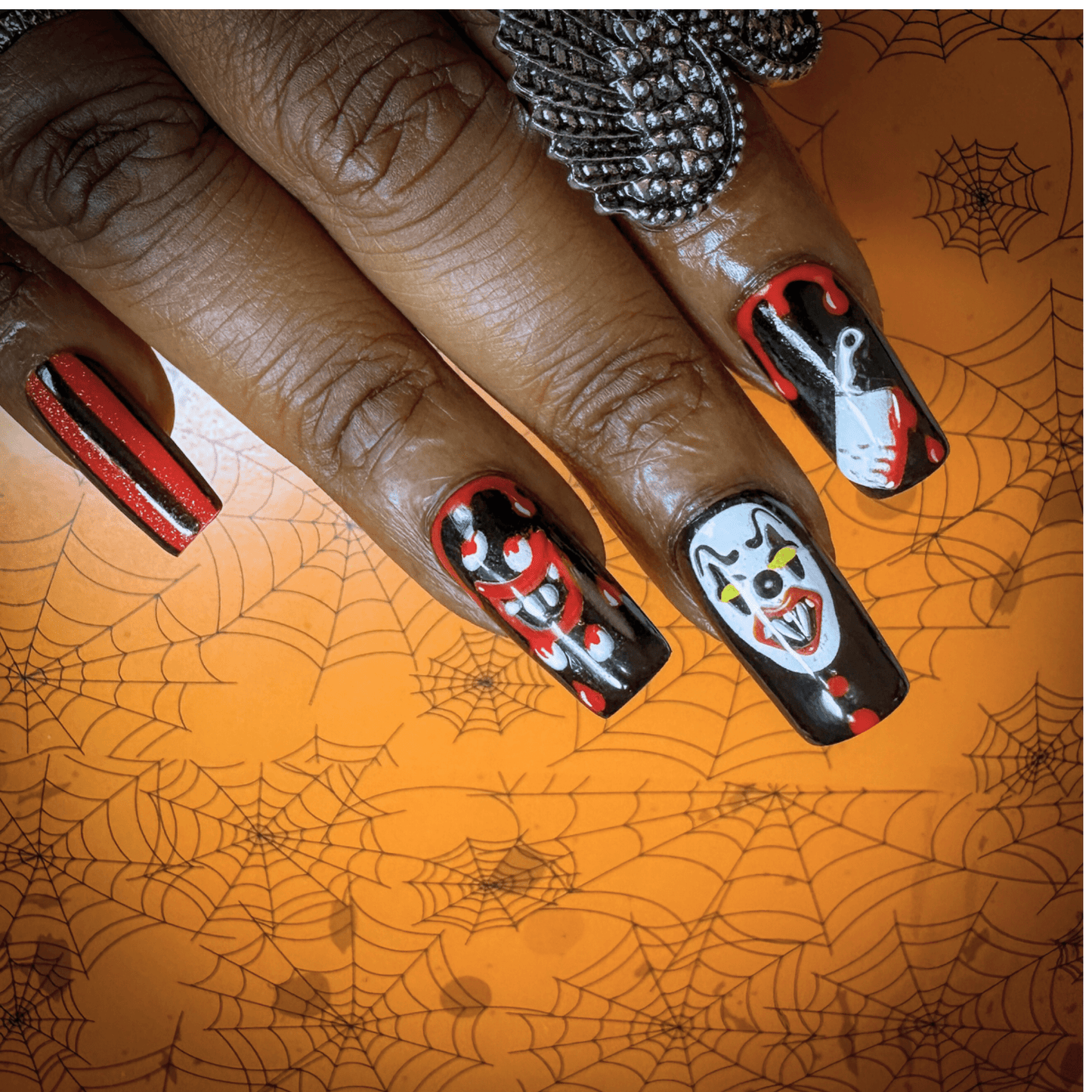 Creepy Clown Halloween Press On Nails - Nail Dreamz by AishaCLN - HLW
