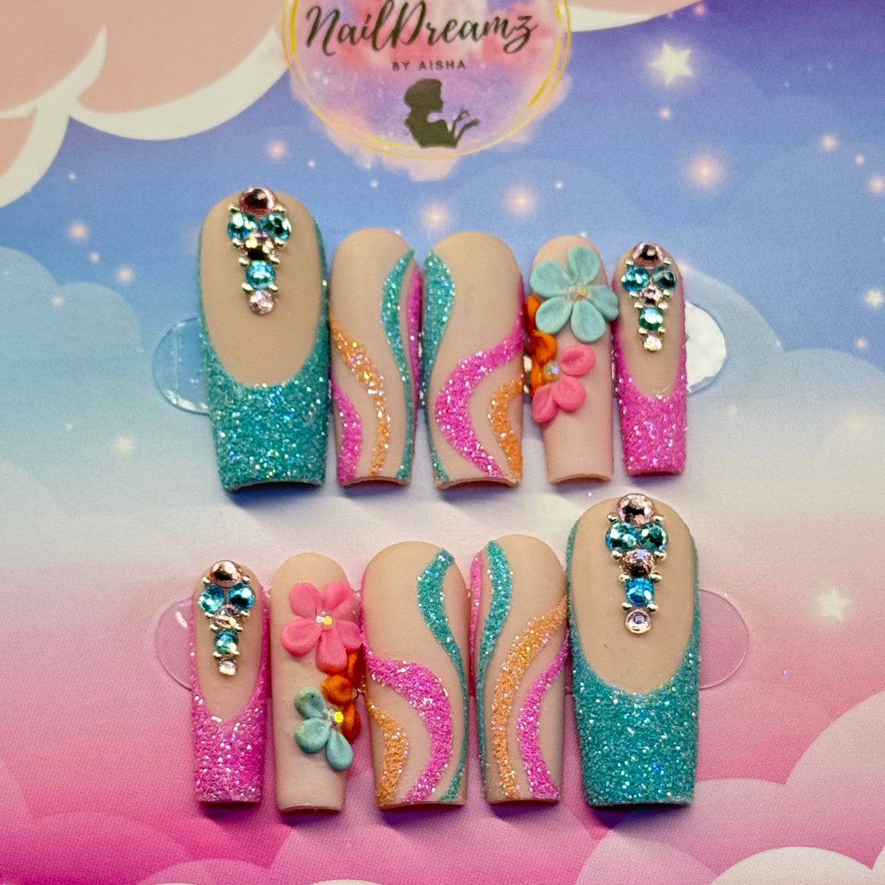 Sparkly Pastel Spring Press On Nails