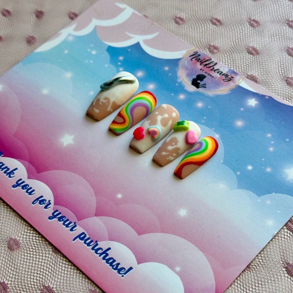 Marshmallow Cereal Nails – Hand-Painted Press On Nails