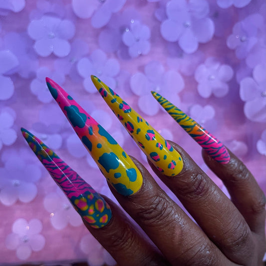 Animal Print Press On Nails | Bright Ombré Nails - Nail Dreamz by AishaANM-ANM-NEO