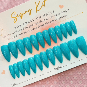 Aqua Glow Glitter Press On Nails – Stiletto Medium - Nail Dreamz by Aisha