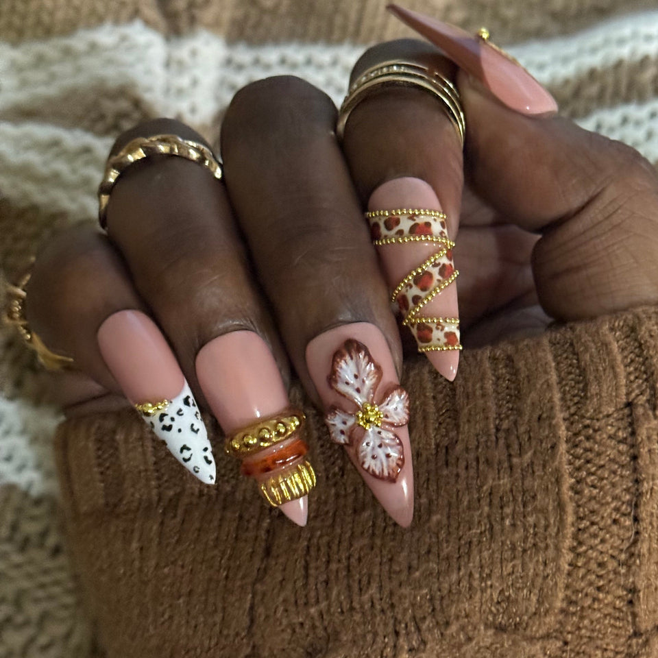 Bangle Beauty Press On Nails – 3D Bangle Stack & Leopard Design - Nail Dreamz by AishaBNG-EVD