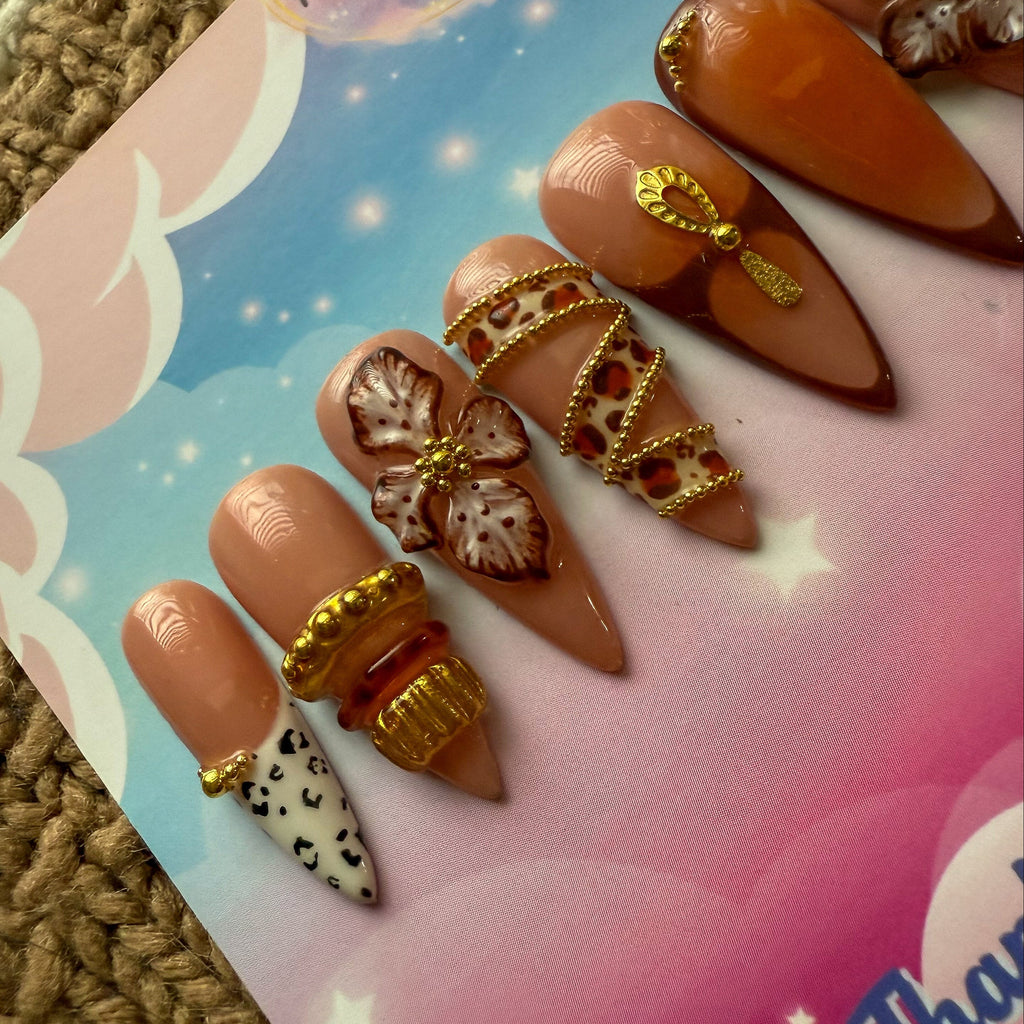 Bangle Beauty Press On Nails – 3D Bangle Stack & Leopard Design - Nail Dreamz by AishaBNG-EVD