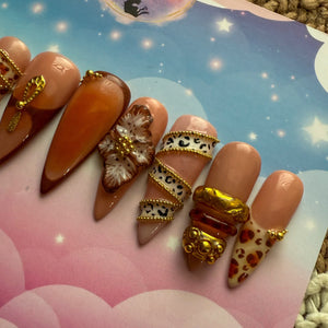 Bangle Beauty Press On Nails – 3D Bangle Stack & Leopard Design - Nail Dreamz by AishaBNG-EVD