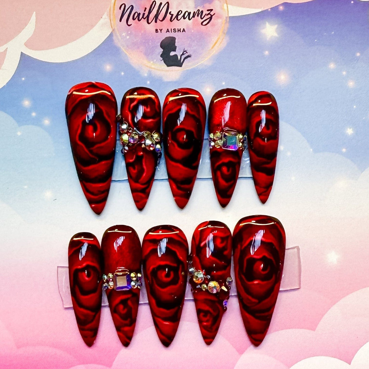 Blooming Red Rose Press - On Nails – Perfect for Springtime Elegance! - Nail Dreamz by AishaRSE - VAL