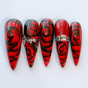 Blooming Red Rose Press - On Nails – Perfect for Springtime Elegance! - Nail Dreamz by AishaRSE - VAL