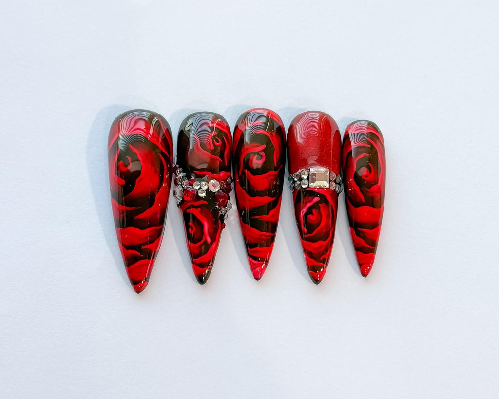 Blooming Red Rose Press - On Nails – Perfect for Springtime Elegance! - Nail Dreamz by AishaRSE - VAL