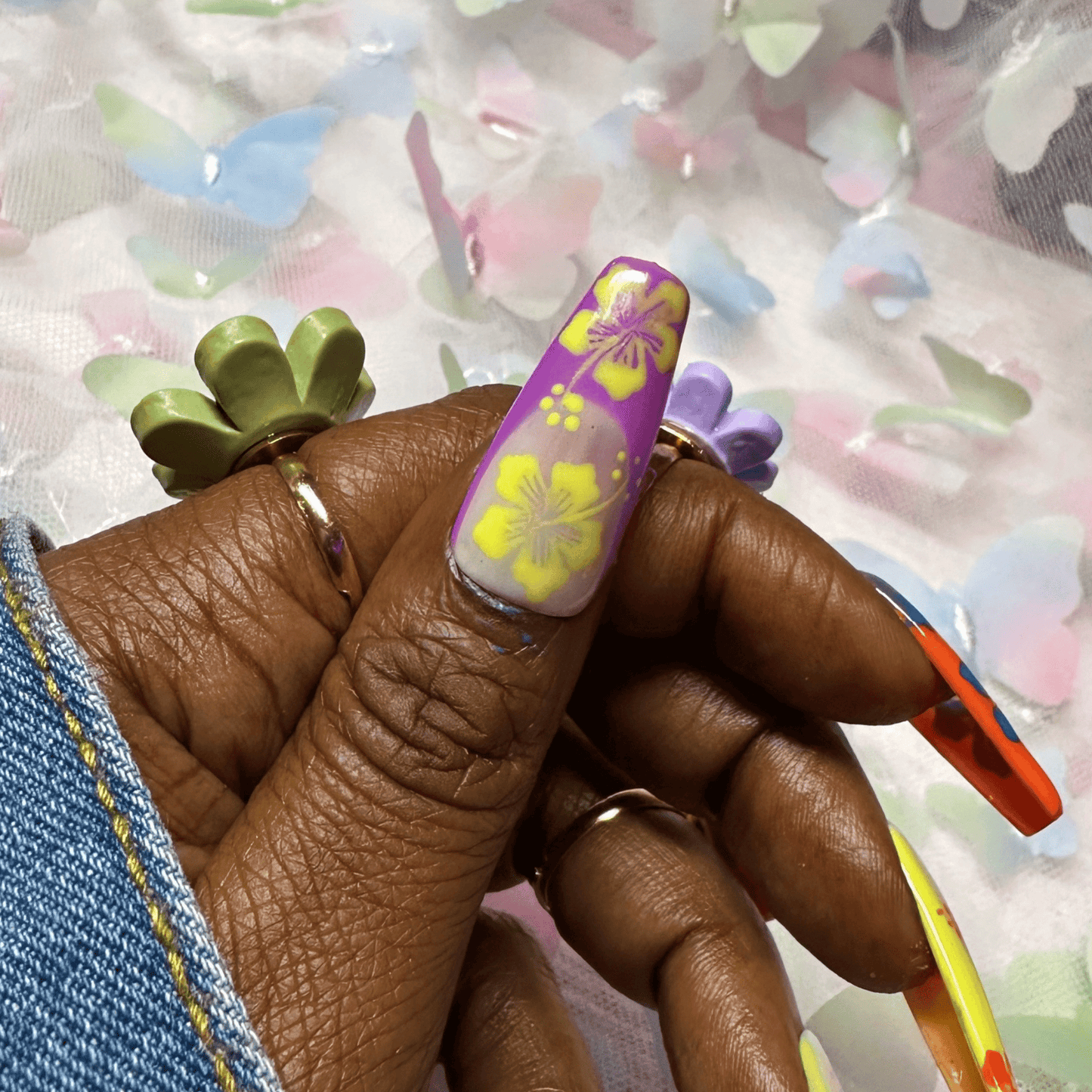 Bright Hibiscus Press On Nails | Summer Nails - Nail Dreamz by AishaHIB-SUM