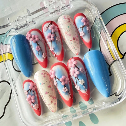 Cherry Blossom Breeze – Spring Floral Press On Nails Set - Nail Dreamz by AishaCHR - SPG
