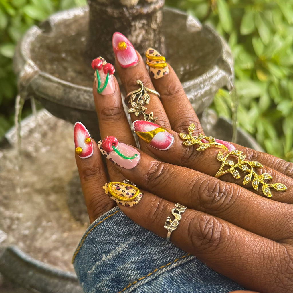 Cherry Leopard Luxe – Fall 3D Press On Nails - Nail Dreamz by AishaCHR - FAL