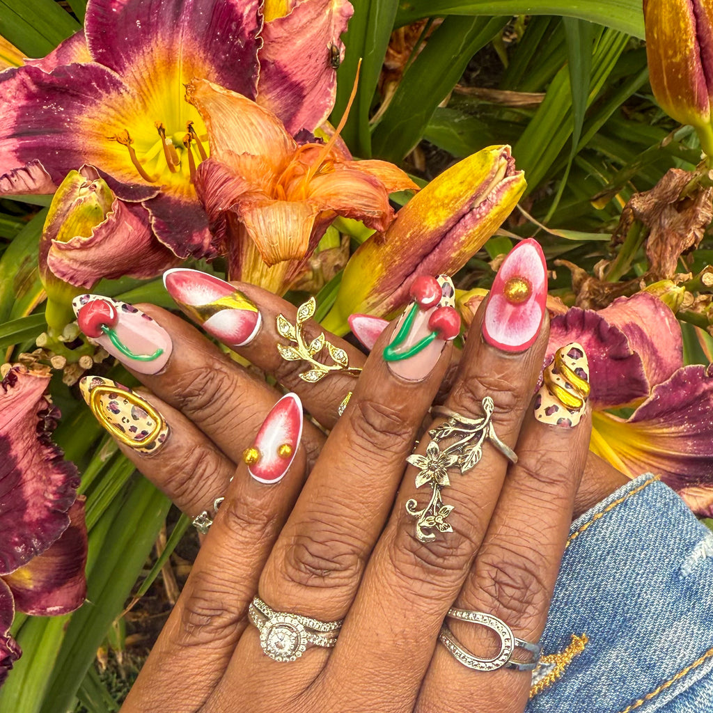 Cherry Leopard Luxe – Fall 3D Press On Nails - Nail Dreamz by AishaCHR - FAL