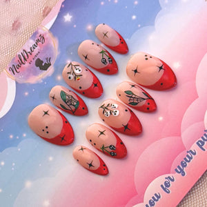 Cherry Skull Garden – Cat’s Eye French Press On Nails - Nail Dreamz by AishaCHR - HAL