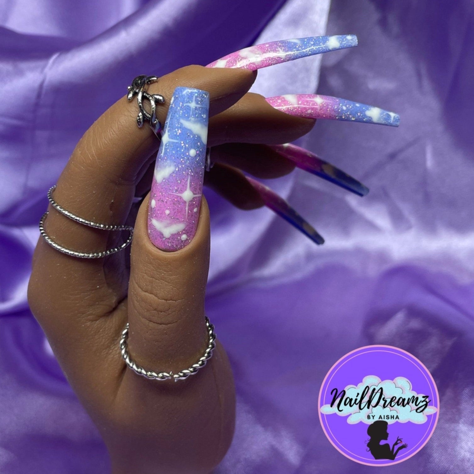 Cloud & Stars Press On Nails - Nail Dreamz by AishaCLD-KWA