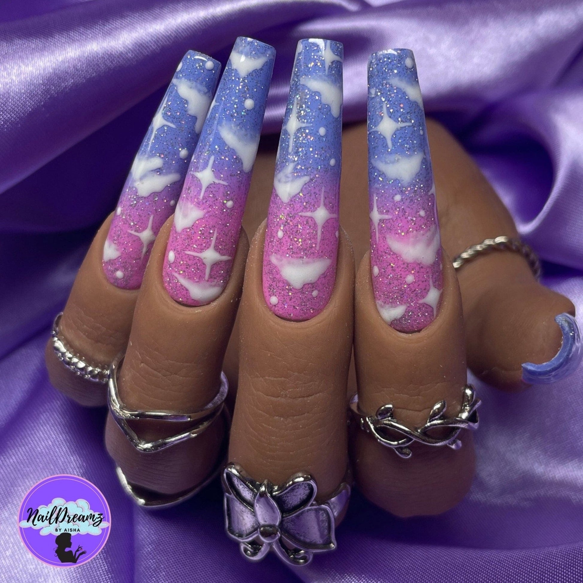 Cloud & Stars Press On Nails - Nail Dreamz by AishaCLD-KWA