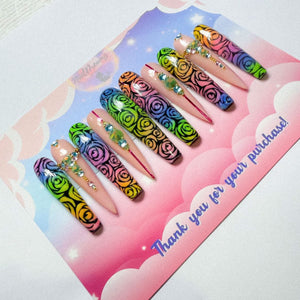 Dreamy Rainbow Rose Nails – Soft Girl Vibes - Nail Dreamz by AishaRNB - SUM - ROS