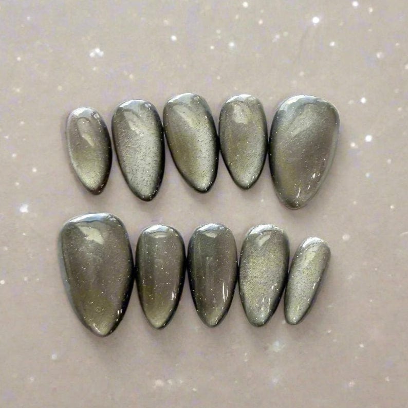 Full Moon Sparkling Cat Eye Press On Nails - Nail Dreamz by AishaMON - CAT