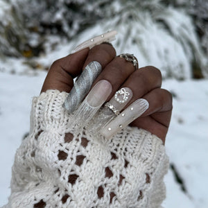 Ice Queen Press On Nails – Sparkling Silver Winter Luxury Set - Nail Dreamz by Aisha