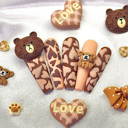 Kawaii Bear Cute Press On Nails - Nail Dreamz by AishaTDY-VAL