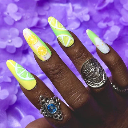 Lemon & Lime Press on Nails | Citrus Fake Nails - Nail Dreamz by AishaLMN-SMR