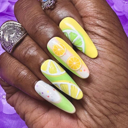 Lemon & Lime Press on Nails | Citrus Fake Nails - Nail Dreamz by AishaLMN-SMR