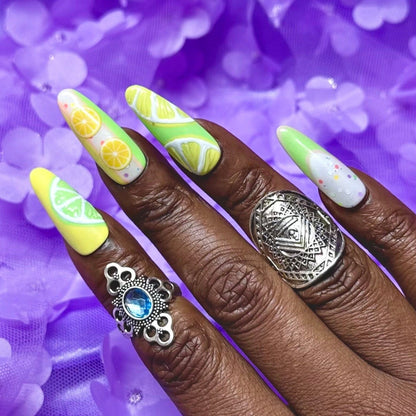 Lemon & Lime Press on Nails | Citrus Fake Nails - Nail Dreamz by AishaLMN-SMR