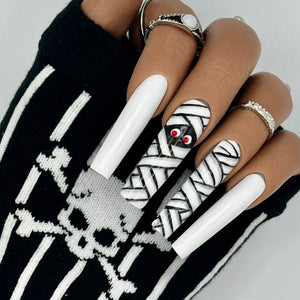Mummy Halloween Press On Nails - Spooky & Stylis - Nail Dreamz by AishaMUM - HLW