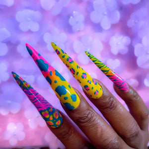 Neon Safari – Hand - Painted Press On Nails - Nail Dreamz by AishaANM - ANM - NEO