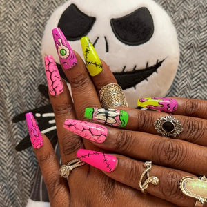 Neon Zombie Nails – Brains, Drips & Stitches - Nail Dreamz by AishaZMB - HAL