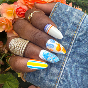Pineapple Paradise – 3D Hand - Painted Tropical Press On Nails - Nail Dreamz by AishaPIN - SUM