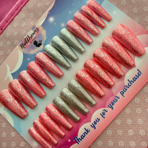 Pink Champagne Glitter Nails - Nail Dreamz by Aisha