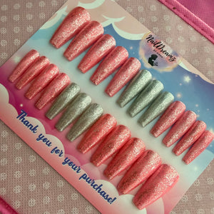 Pink Champagne Glitter Nails - Nail Dreamz by Aisha