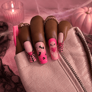 Pink Ghost Halloween Press On Nails - Nail Dreamz by AishaCTE-HAL