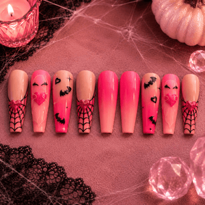 Pink Ghost Halloween Press On Nails - Nail Dreamz by AishaCTE-HAL
