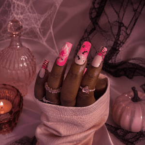 Pink Ghost Halloween Press On Nails - Nail Dreamz by AishaCTE-HAL