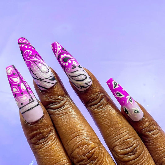 Purple Bandana Press On Nails | Summer Nails - Nail Dreamz by AishaBAN-SUM