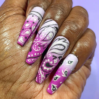 Purple Bandana Press On Nails | Summer Nails - Nail Dreamz by AishaBAN-SUM