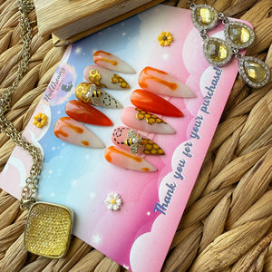 Queen Bee Summer – Honeycomb Press On Nails 🐝 - Nail Dreamz by Aisha