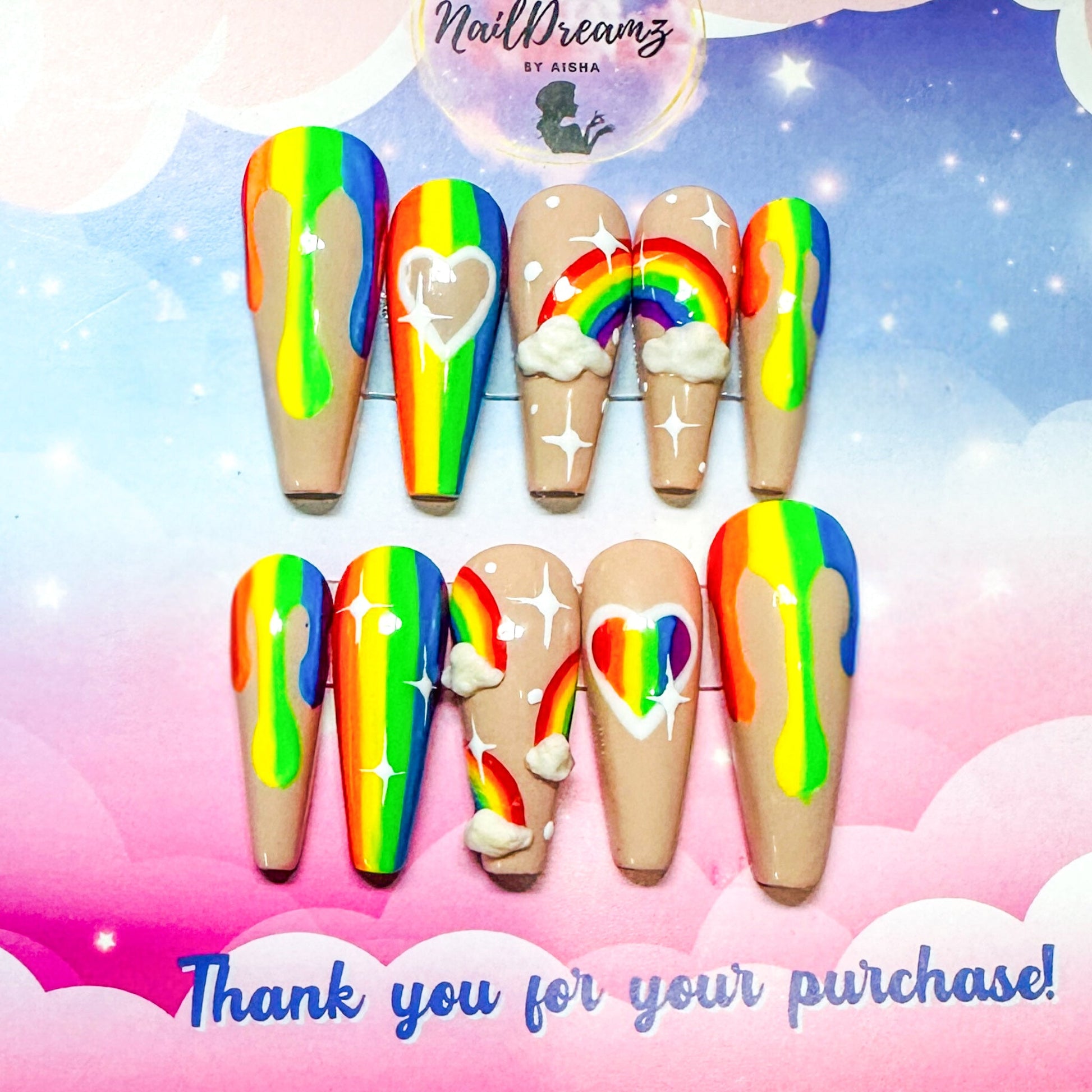 Rainbows & Clouds Pride Press On Nails - Nail Dreamz by AishaRBC - KWA