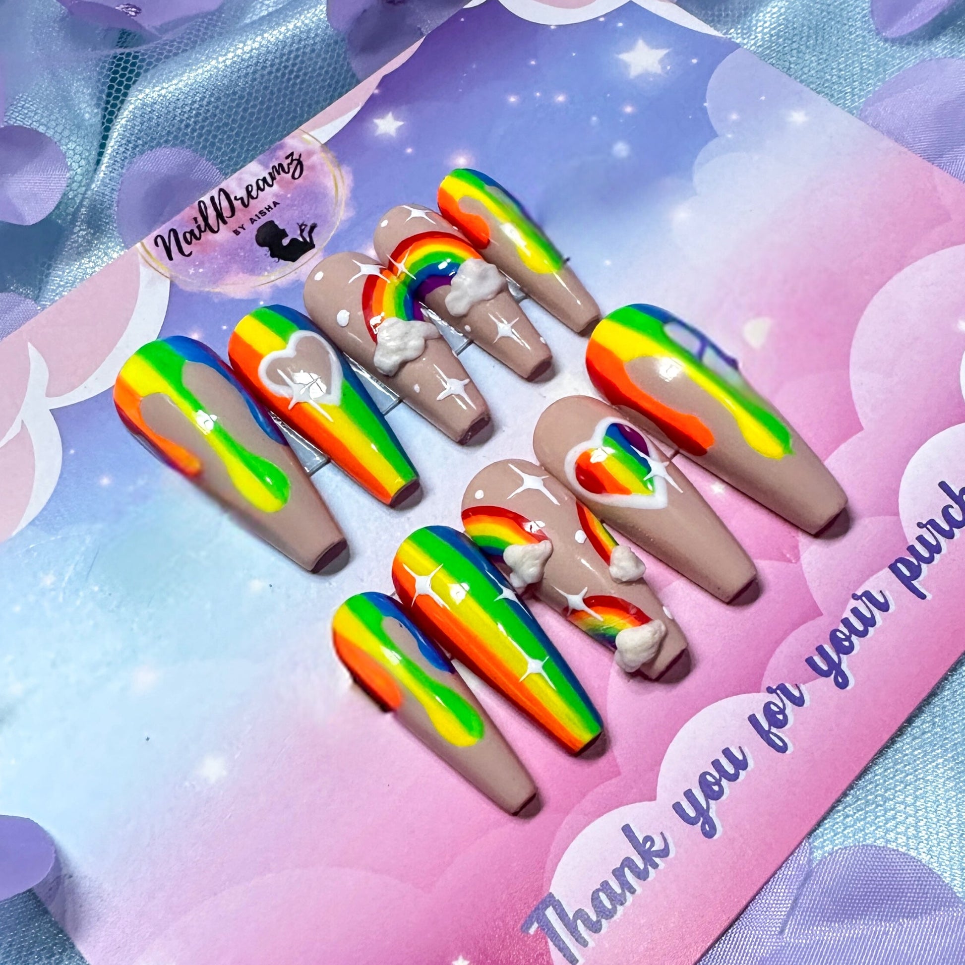 Rainbows & Clouds Pride Press On Nails - Nail Dreamz by AishaRBC - KWA