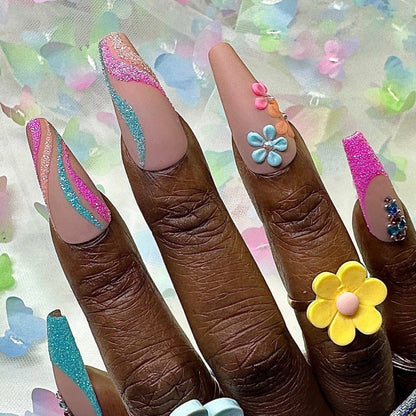 Sparkly Pastel Spring Press On Nails | Custom Nails - Nail Dreamz by AishaPST-SPG-SPR