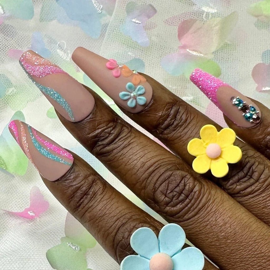 Sparkly Pastel Spring Press On Nails | Custom Nails - Nail Dreamz by AishaPST-SPG-SPR
