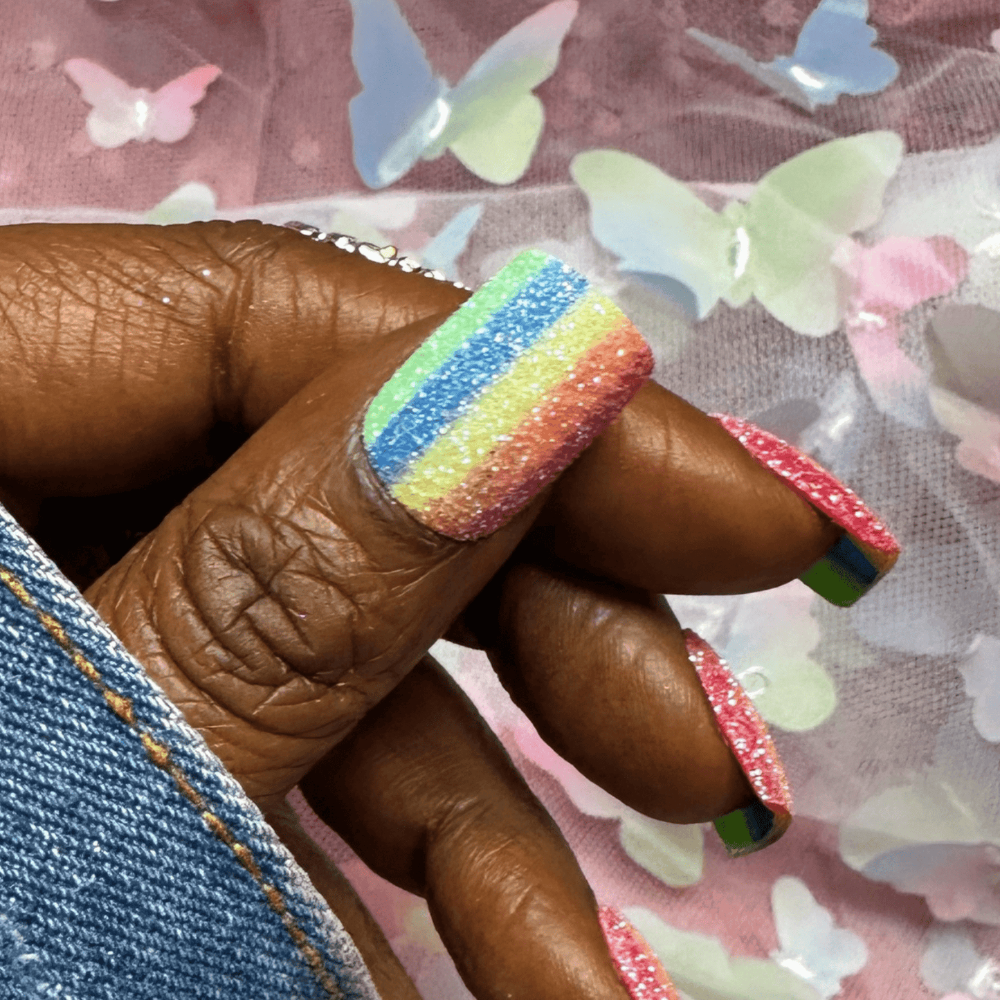 Sparkly Pride Rainbow Press On Nails - Nail Dreamz by AishaRAN-KWA-SGR