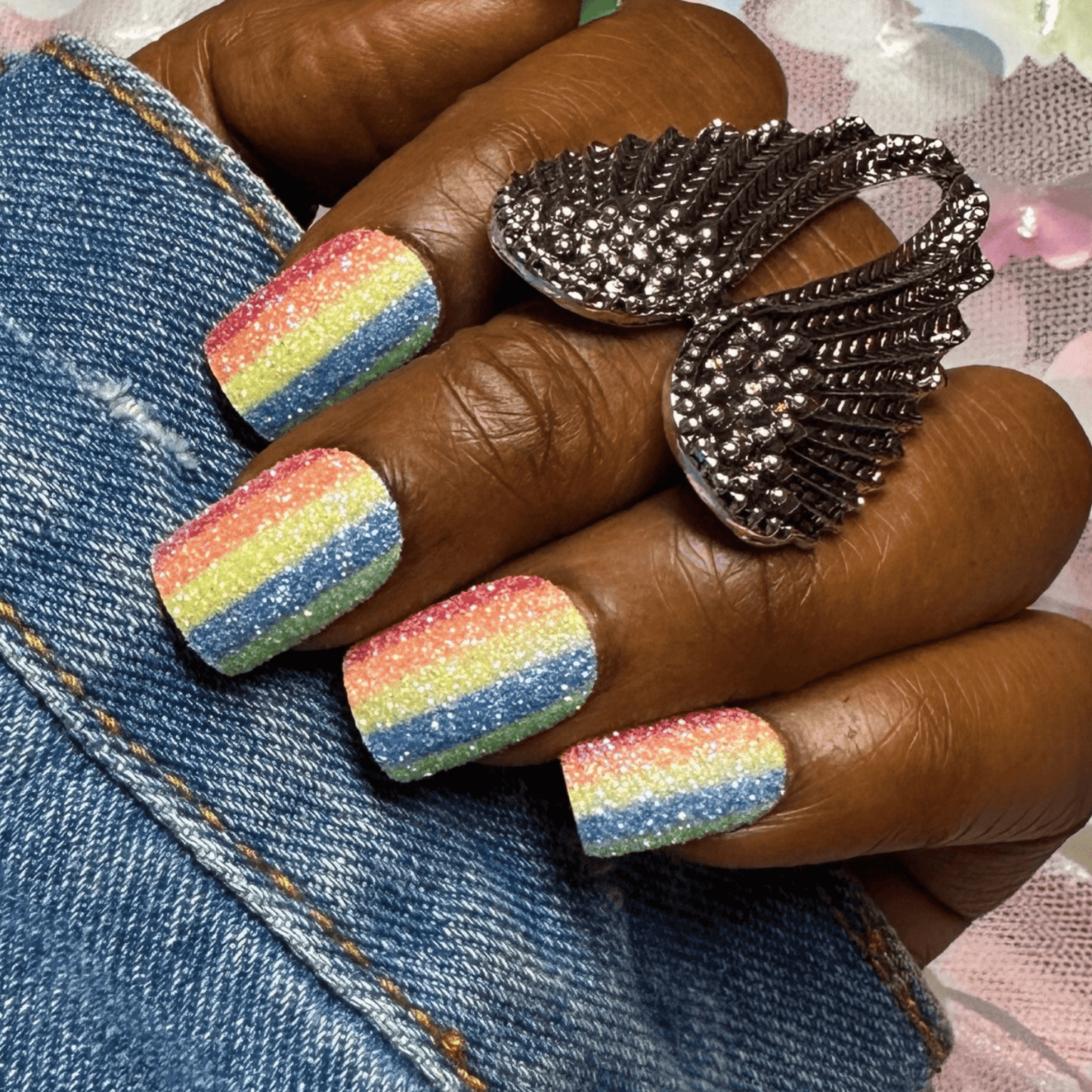 Sparkly Pride Rainbow Press On Nails - Nail Dreamz by AishaRAN-KWA-SGR