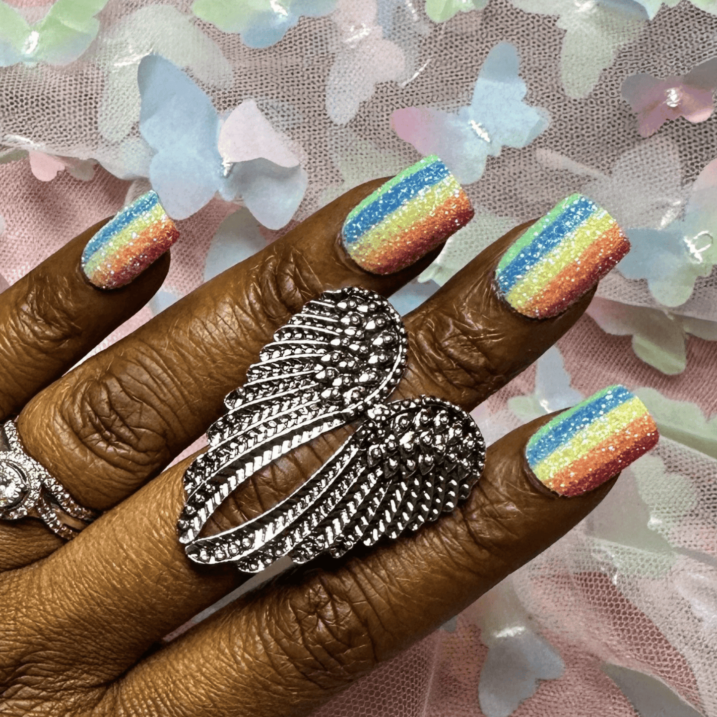 Sparkly Pride Rainbow Press On Nails - Nail Dreamz by AishaRAN-KWA-SGR