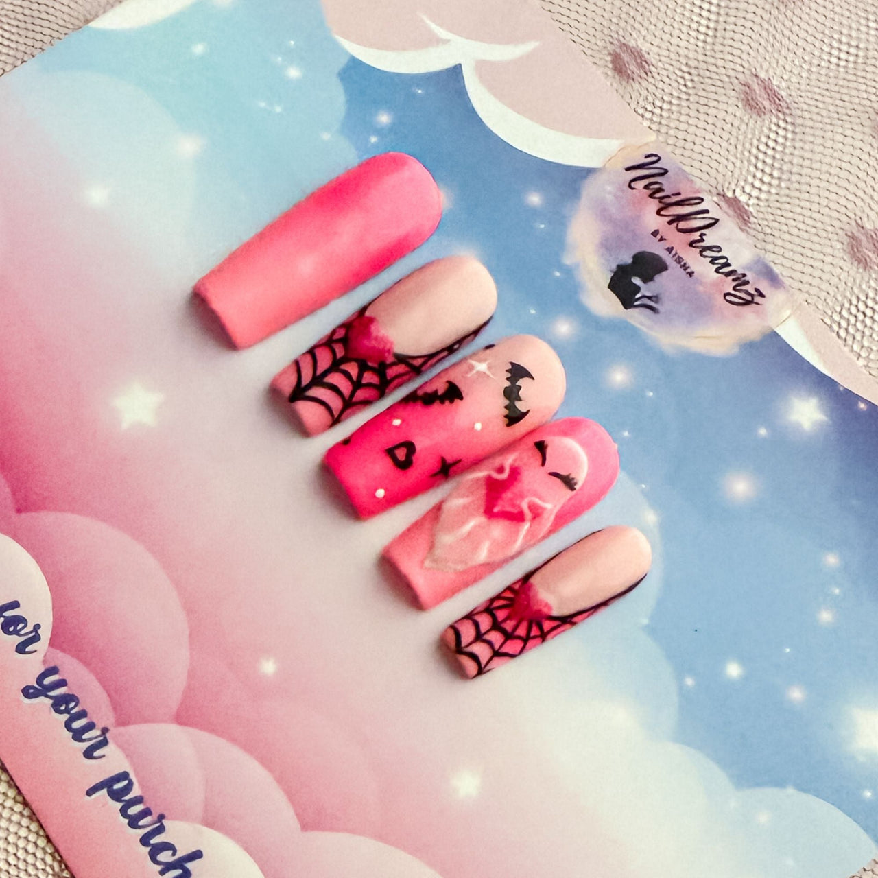 Spooky Cute Pink Ghost Nails – 3D Halloween Press On Nails - Nail Dreamz by AishaCTE - HAL