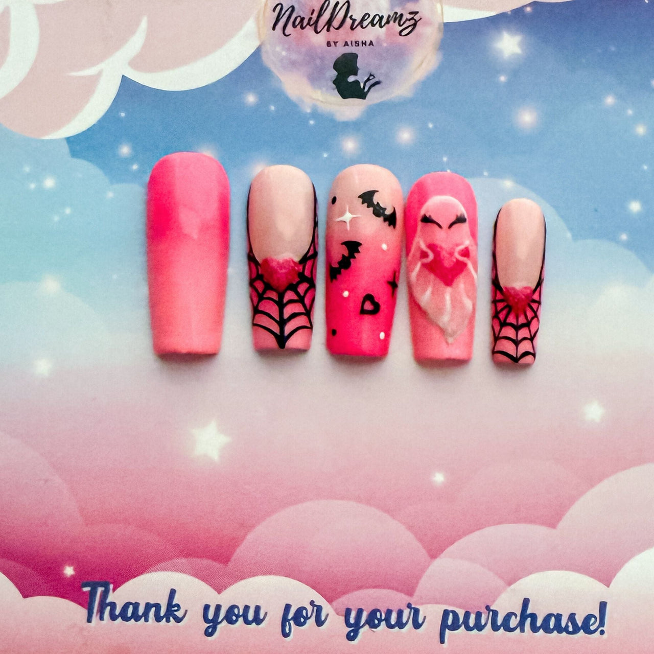 Spooky Cute Pink Ghost Nails – 3D Halloween Press On Nails - Nail Dreamz by AishaCTE - HAL