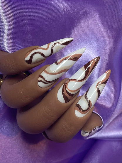 Swirled Cinnamon Spice Fall Nails - Nail Dreamz by Aisha