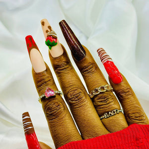 Valentine Chocolate Covered Strawberry Press On Nails - Nail Dreamz by AishaCHO-VAL-STR