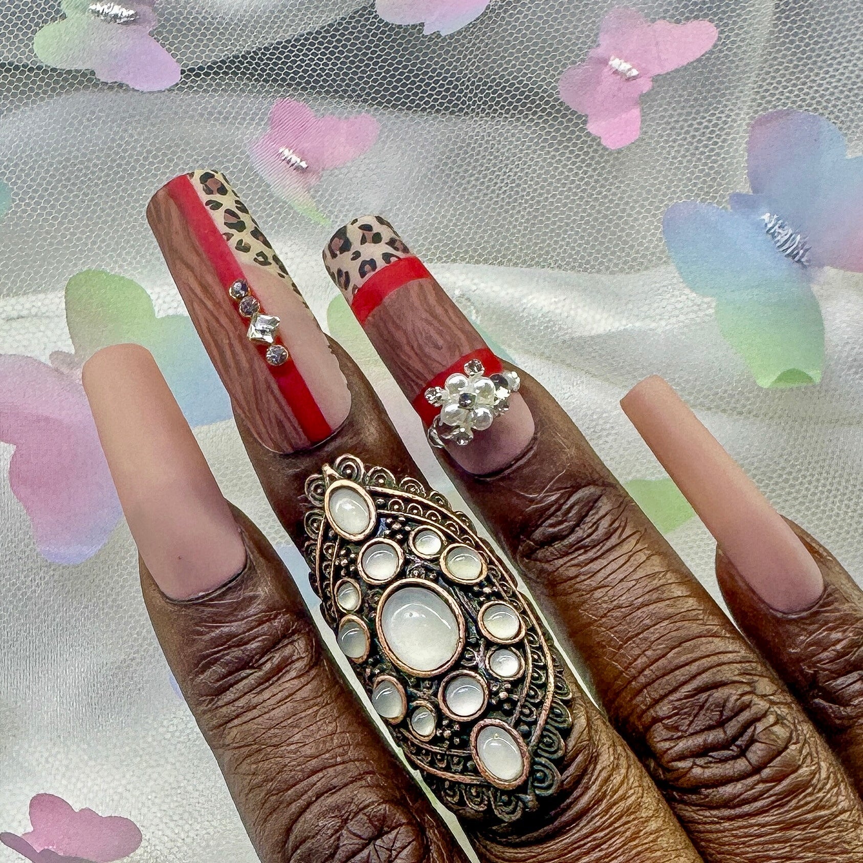 Woodgrain Leopard Animal Print Press On Nails - Nail Dreamz by AishaWOD - ANM