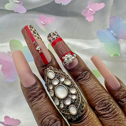 Woodgrain Leopard Animal Print Press On Nails - Nail Dreamz by AishaWOD - ANM